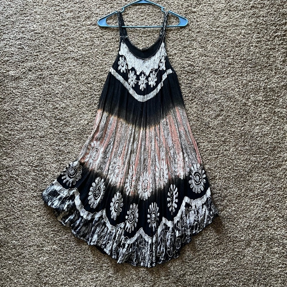 Orange and black summer free form dress